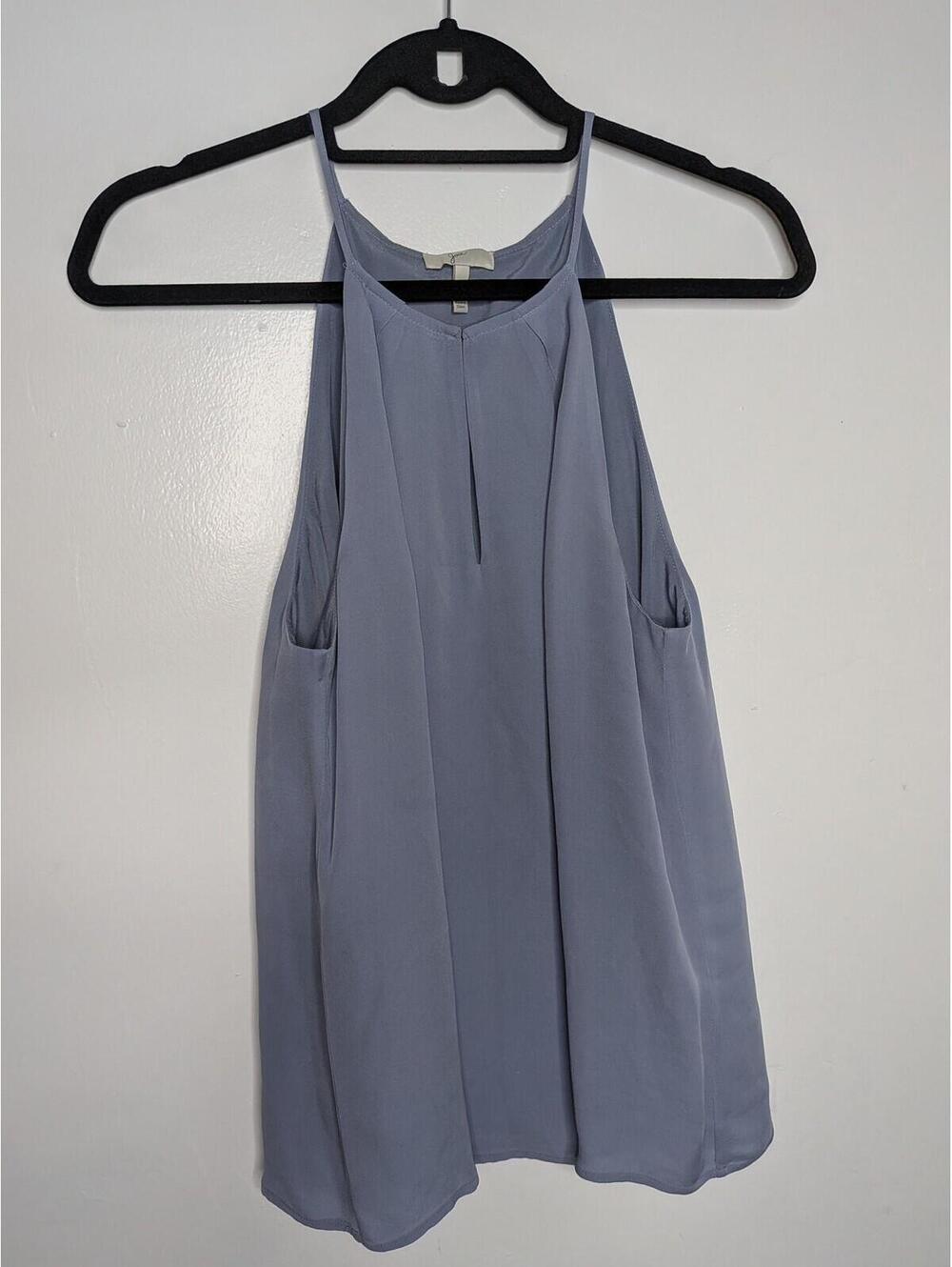 Joie Tank Top Womens M Blue Halter Pleated Camisole Flowy Casual Summer